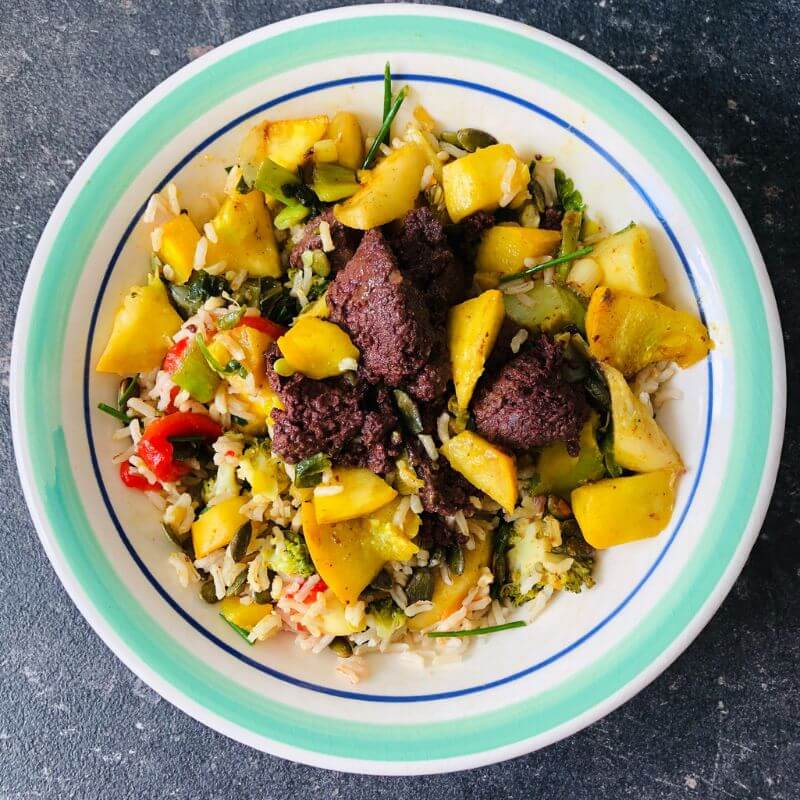 Boudin Noire & courgette jaune